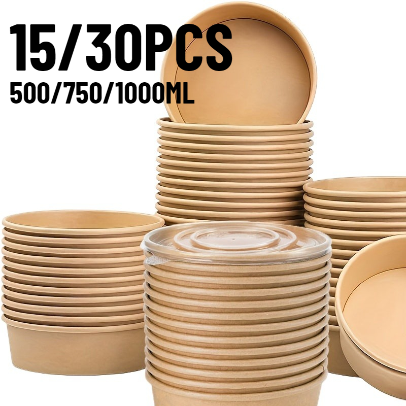 Meal Prep Bowl - Cuencos de papel Kraft desechables con