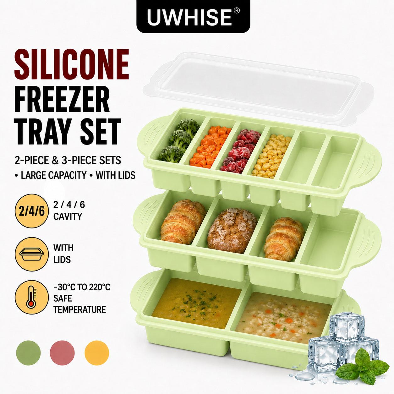 Uwhise Paquete de 2/3 Bandejas - Meal Prep Template reseña y precio